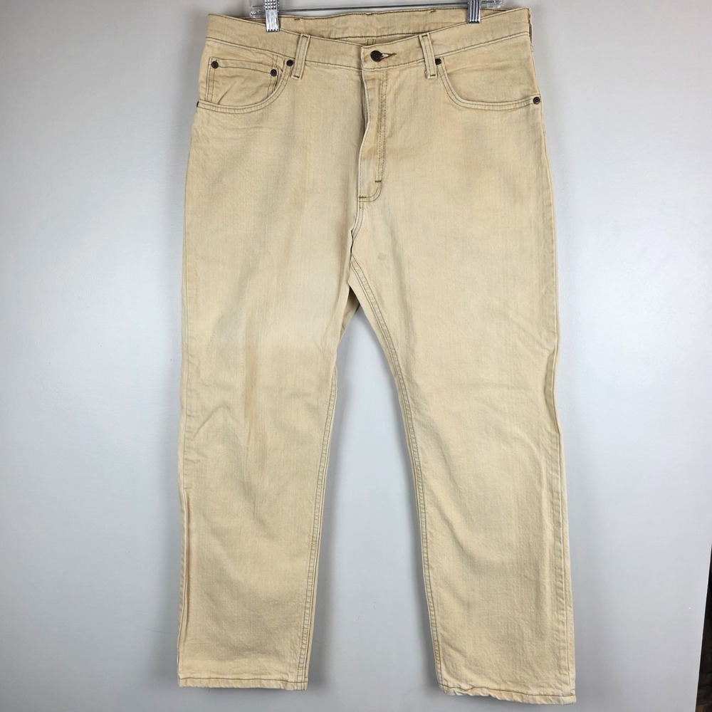 Vtg Wrangler Khaki Beige Yellow Men's Regular Fit Denim Jeans Size 36x29. C47‎